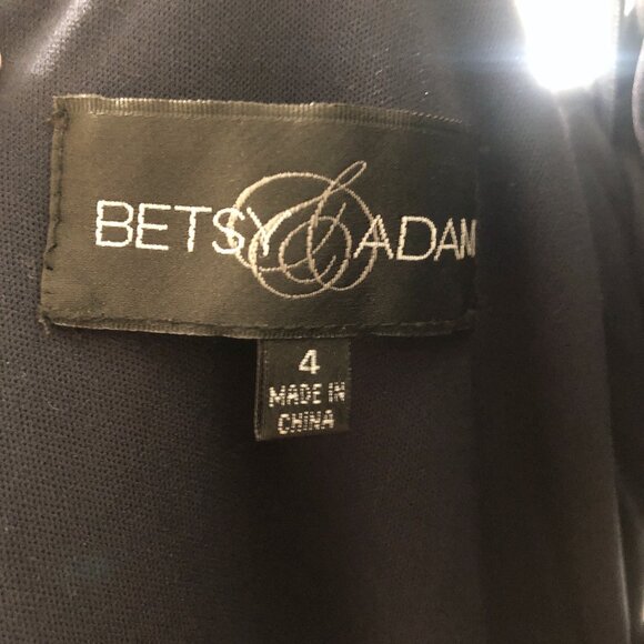 Betsy & Adam Black Gold Trim Pleated Bodice Cutout Waist Sleeveless Long Dress 4 - Picture 3 of 10